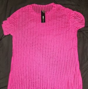 Fashion Nova Hot Pink - Palm Shade Stripe Cover Up.
